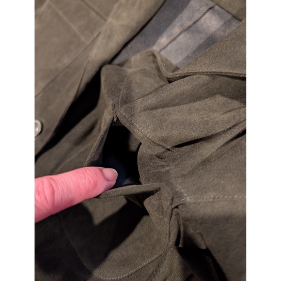 Vintage Express Jacket Womens XS Olive Green Faux Suede Blazer Buttons Notched - Picture 9 of 13